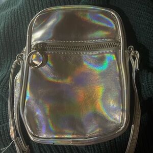 Shiny Silver Reflective Unbranded Crossbody Bag
